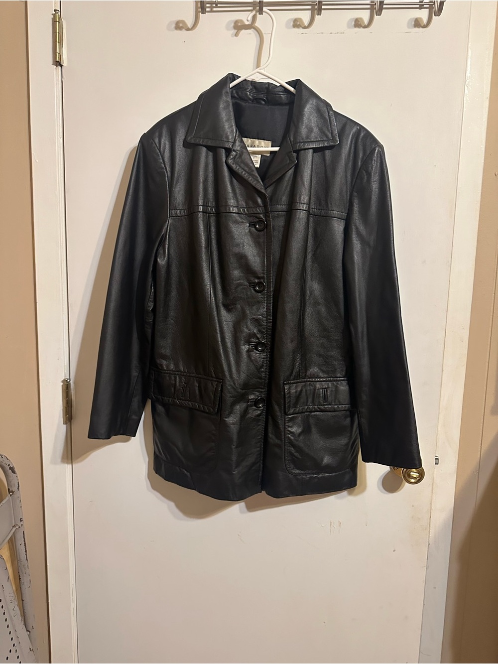 Paradox Black Leather Button-Front Women's Jacket